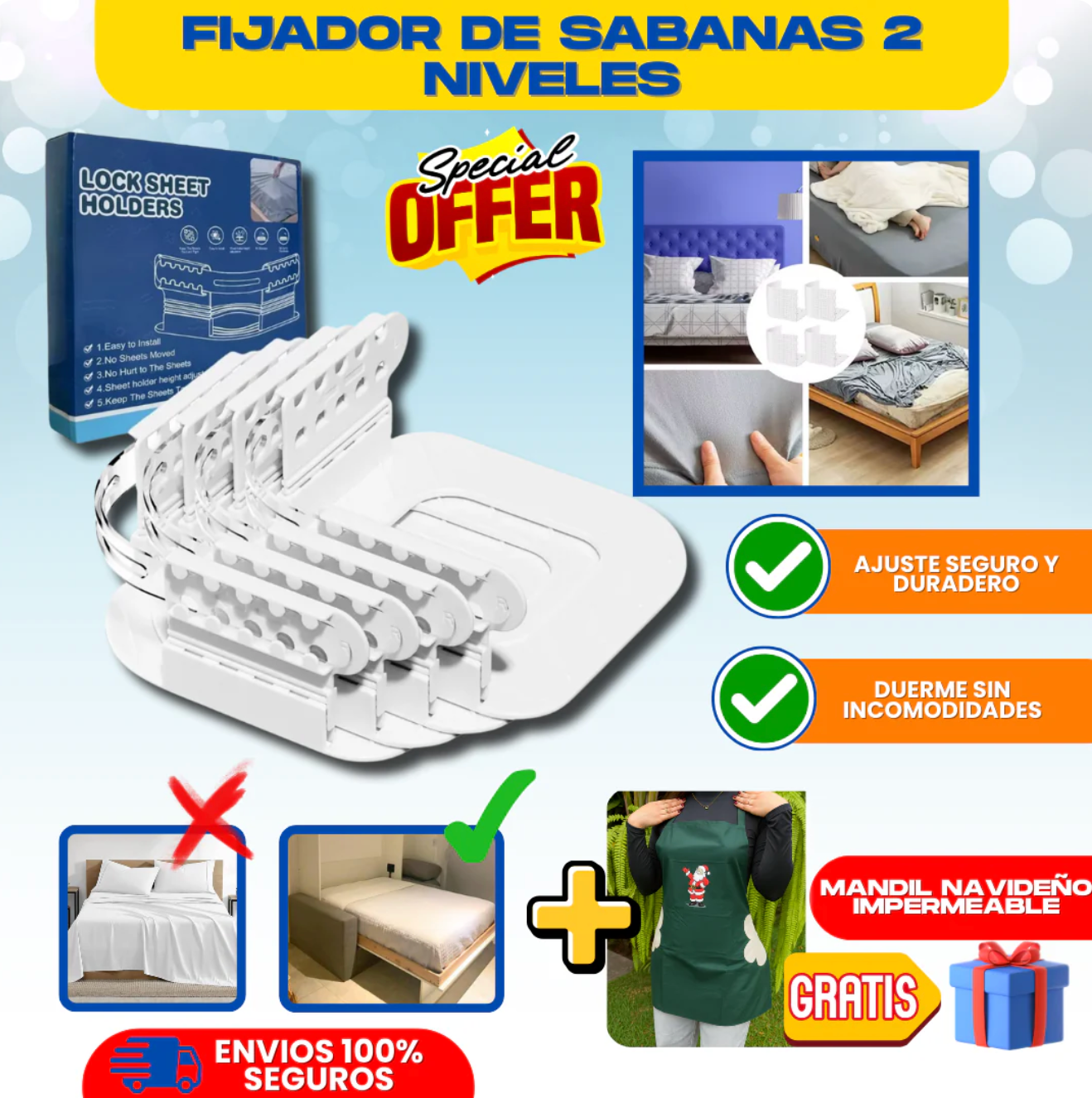 FIJADOR DE SABANAS + REGALO - D003