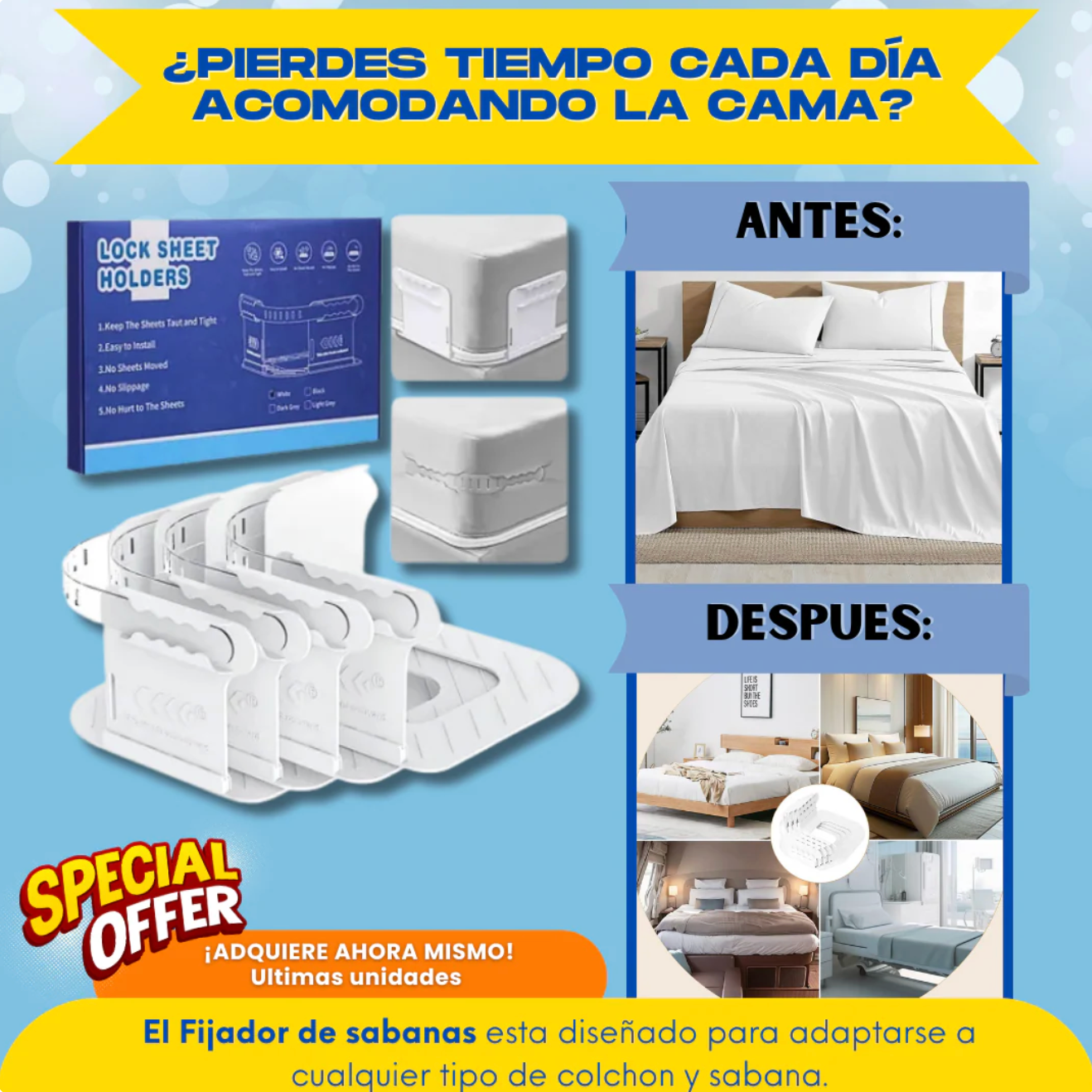 FIJADOR DE SABANAS + REGALO - D003