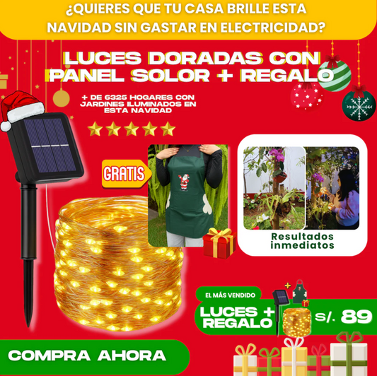LUCES DORADAS DE COBRE (20M) + REGALO NAVIDEÑO - D002