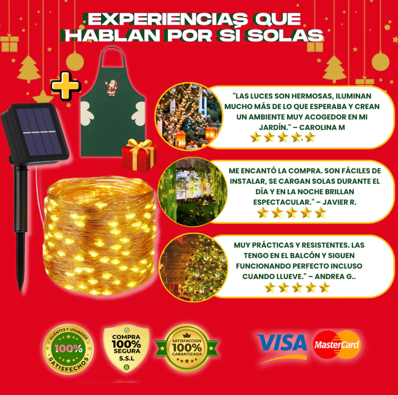 LUCES SOLARES DE COBRE (20M) + REGALO NAVIDEÑO - D007