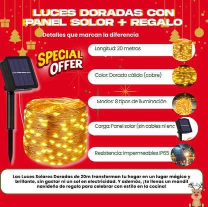 LUCES SOLARES DE COBRE (20M) + REGALO NAVIDEÑO - D007
