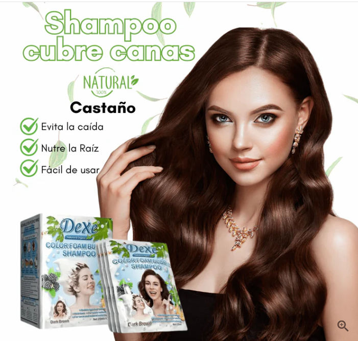 SHAMPOO CUBRECANAS DEXE (castaño) 10 Sachets + PEINE GRATIS  para teñir