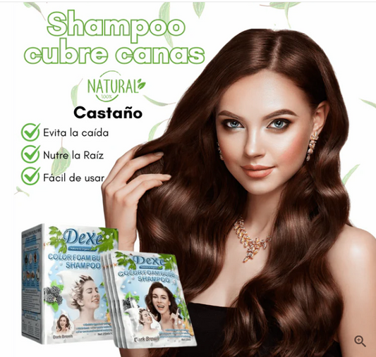 SHAMPOO CUBRECANAS DEXE (castaño) 10 Sachets + PEINE GRATIS  para teñir