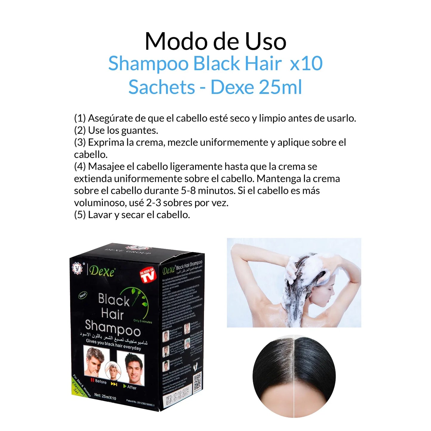 SHAMPOO CUBRECANAS DEXE (negro)  10 sachets